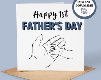 PRINTABLE 1st Father&#39;s Day Card, Happy Fathers New Dad Card | Thoughtful First Father&#39;s Day Square Greeting | 2 Sizes Included 4x4&quot; and 5x5&quot;