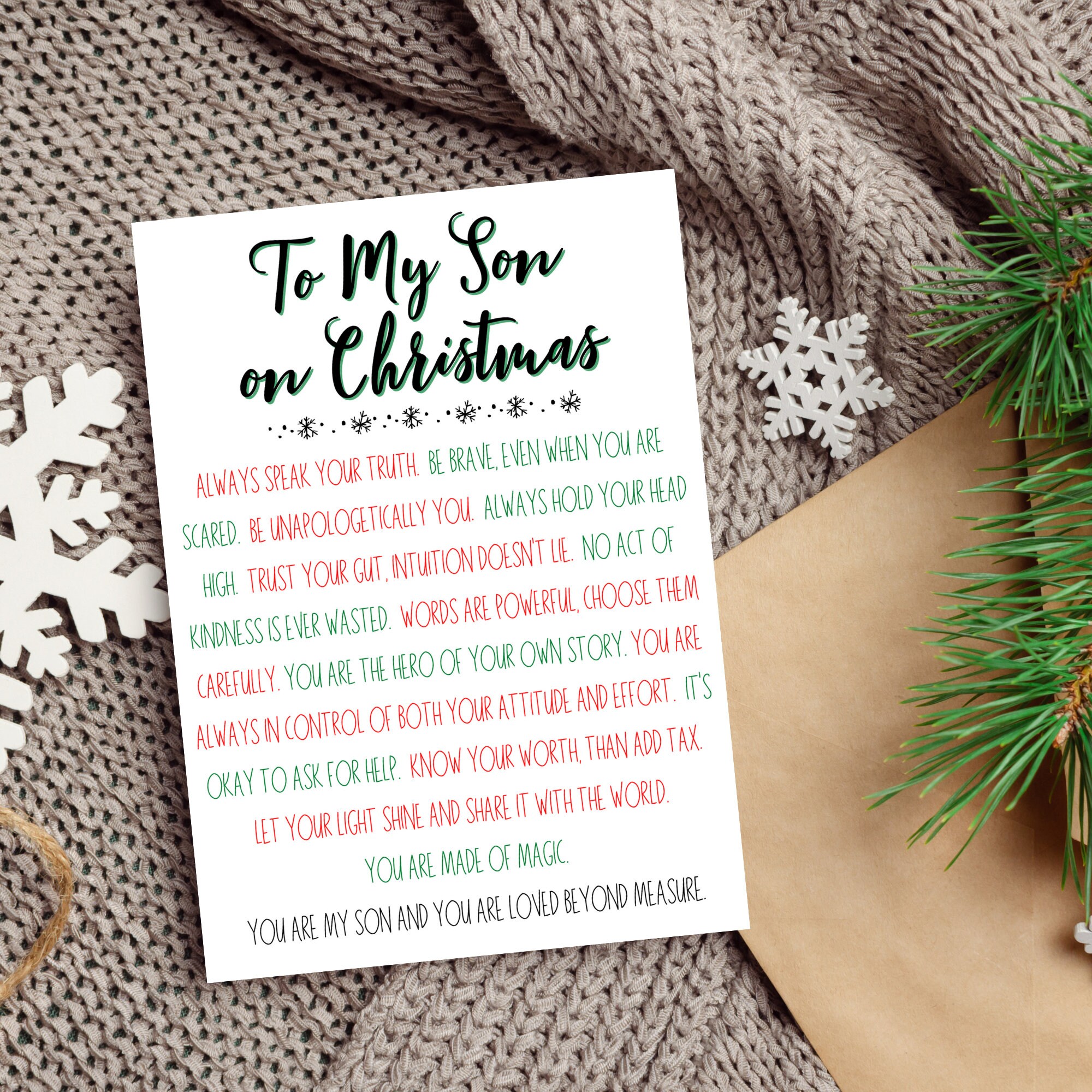 Christmas Card for Son, Christmas Gift for Son, Thoughtful Christmas