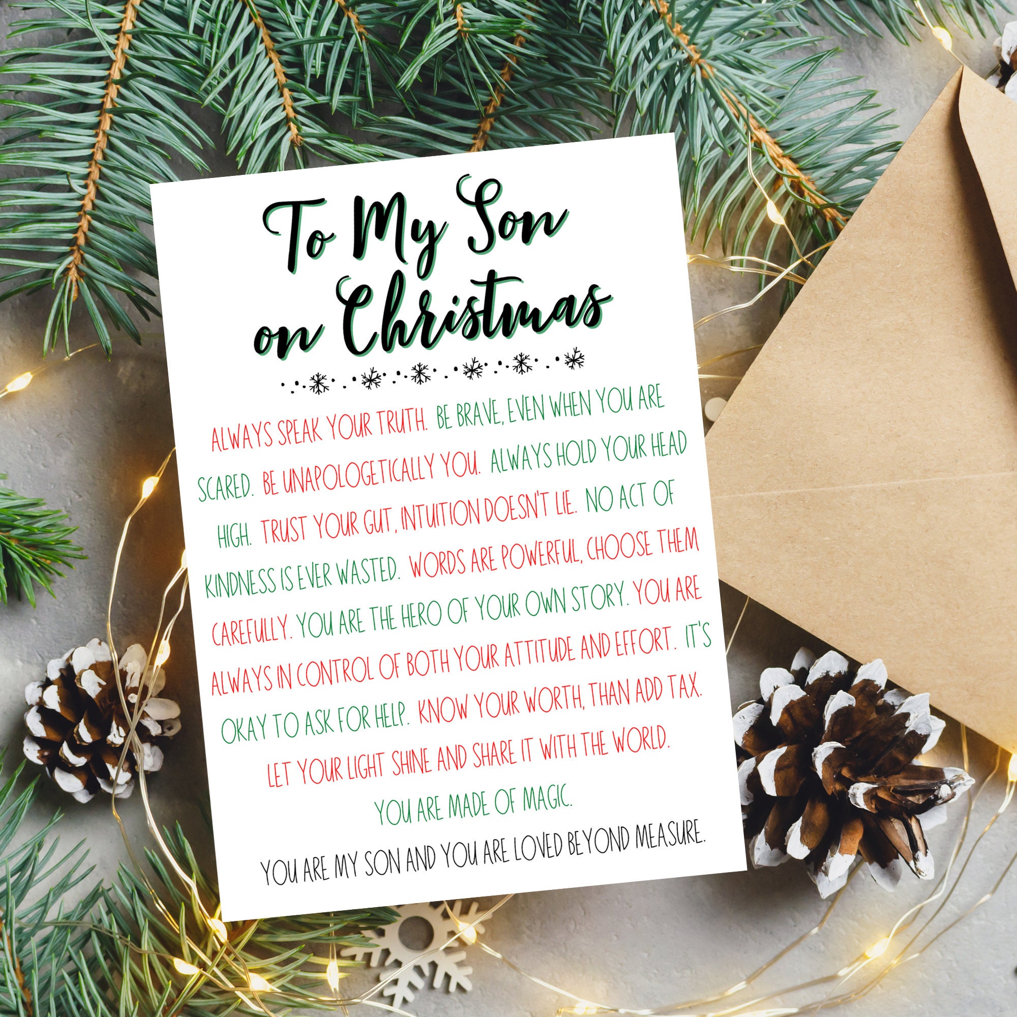Christmas Card for Son, Christmas Gift for Son, Thoughtful Christmas