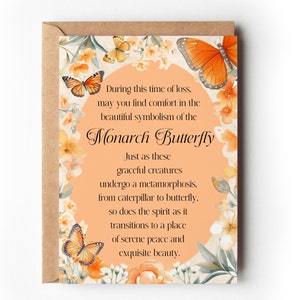 Monarch Butterfly Symbolism Sympathy and Loss Card, Bereavement, Loss of Parent | In Loving Memory Butterfly Condolence Card