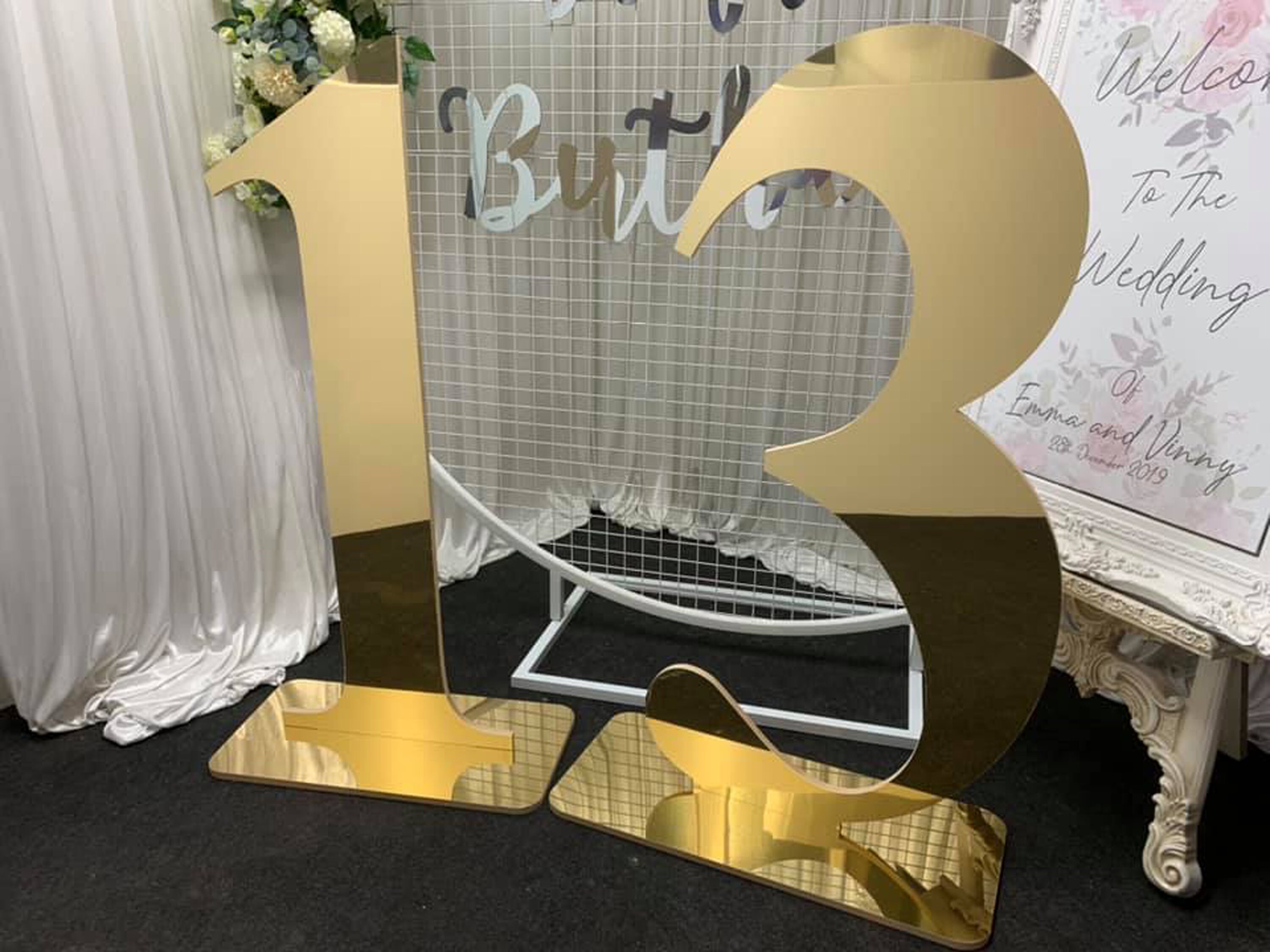 4ft XL Freestanding Gold Mirror Acrylic Numbers With Matching - Etsy UK