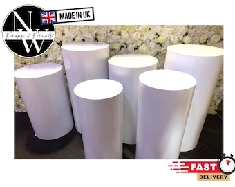 To Buy !! - Round White Plastic Acrylic Podium Plinth, For Baby Shower, Cake Stand, Desert Table, Wedding, Backdrop, Party & Event