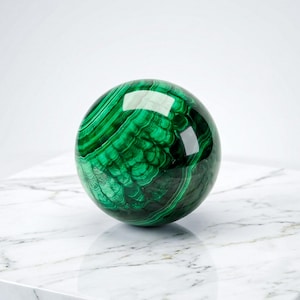 Stunning 40mm Malachite Polished Sphere - 1.5" RARE Bullseye Banded Green Gemstone Crystal Ball