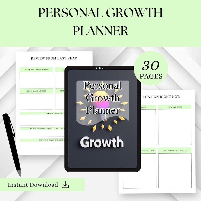 Personal Growth Planner Printable | Goal Setting & Self Improvement ...