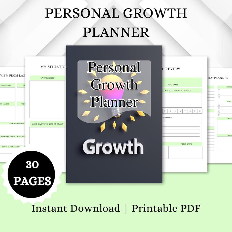 Personal Growth Planner Printable | Goal Setting & Self Improvement ...