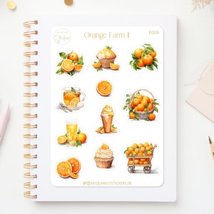 Orange Farm 2 - autocollants en papier fruités de style cottagecore vintage pour les planificateurs et comme cadeau pour le livre de recettes de recettes