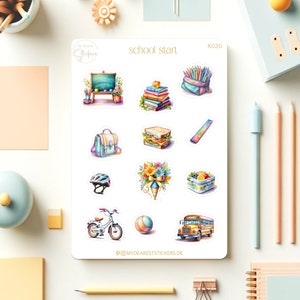 Feuille d'autocollants « rentrée scolaire » autocollant en papier pour la rentrée scolaire comme cadeau de rentrée scolaire dans le cartable ou idée cadeau pour les enseignants