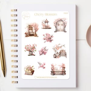 Stickersheet "Cherry Blossom" Rosa Kirschblüten Motive zu Erinnerung zum Entspannen für Planer Kalender Journal oder als Geschenk