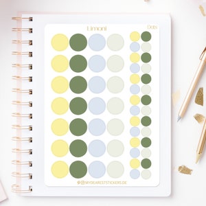 Foglio adesivo "Lime Dots" per segnare, descrivere con date per agende e calendari di giornale, quattro colori, due dimensioni