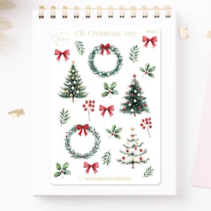 Stickersheet Oh Christmas Tree Sticker für Bullet Journal Planer, als Weihnachtsgeschenk oder Adventskalender Basteln, Geschenkidee