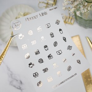 Mini Sticker &quot;Movie Night&quot; foil in black, gold, silver or rose gold for planner, bujo, journaling, calendar, diary