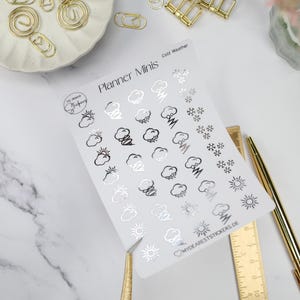 Mini Sticker "Cold Weather" Folie in Schwarz, Gold, Silber oder Roségold für Planner, Bujo, Journaling, Kalender, Tagebuch