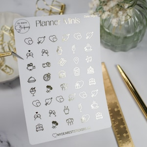 Mini Sticker "Date Night" Folie in Schwarz, Gold, Silber oder Roségold für Planner, Bujo, Journaling, Kalender, Tagebuch