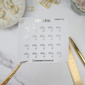 Mini-Mini Sticker "Confetti Corner" Folie in Schwarz, Gold, Silber oder Roségold für Planner, Bujo, Journaling, Kalender, Tagebuch