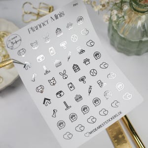 Mini Sticker "Haustiere" Folie in Schwarz, Gold, Silber oder Roségold für Planner, Bujo, Journaling, Kalender, Tagebuch