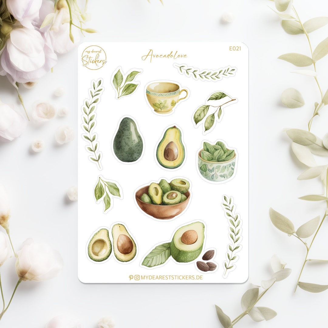 Stickersheet Avocado Paper Stickers for Planners and as a Gift Garden ...
