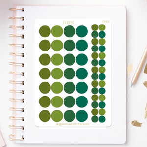 Foglio adesivo Dots "Forest Dots" da segnare, descrivere con date per agende e calendari diari, quattro colori, due dimensioni