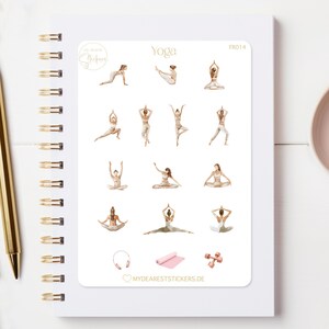 Feuille d'autocollants poses de yoga autocollants motifs neutres et roses pour journal de calendrier planificateur ou comme cadeau pour les yogis