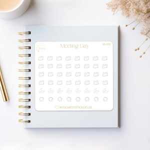 Mini Sickersheet « Meeting Day » Petits autocollants pour la planification quotidienne dans le planificateur de bullet journal et le calendrier de liste de tâches et pour le suivi