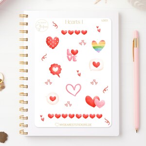Coração 1 folha de adesivos amor adesivos de papel, Dia dos Namorados, presente para entes queridos