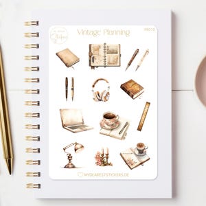 Stickersheet "Vintage Style Planning" Retro Tagebuch Motive zu Erinnerung zum Entspannen für Planer Kalender Journal oder als Geschenk
