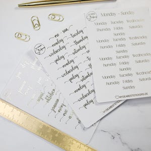 Sticker Bogen "Individuell nach Kundenwunsch"  Folie in Schwarz, Gold, Silber od Roségold für Planner, Bujo, Journaling, Kalender, Tagebuch