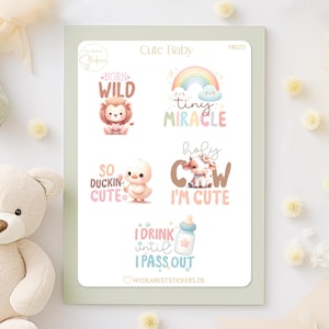 Cute Baby, niedliche Baby Sprüche Sticker  für Planer, Erinnerungsalbum als Geschenk für Babyparty und Geburt