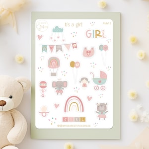 Rosa Sticker  "Its a girl!" Mädchen Papiersticker Motiv als Geschenk für die Babyparty und zur Geburt, für das Baby- und Erinnerungsalbum