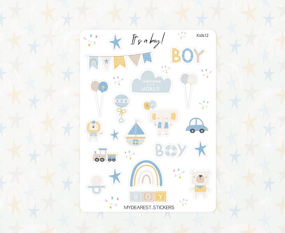 Sticker Sheets Boyish Sticker Sheet it is a Boy Paper Sticker Baby Shower, Boy, Baby Album - Etsy