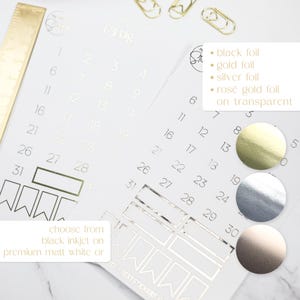 Transparente Monatszahlen 1-31 small in Schwarz, Gold, Silber oder Roségold  für Planer, Bullet Journal, Tagebuch etc.