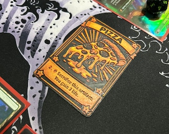 Archivo de impresión 3D de ficha de comida de pizza de MTG, estilo dibujos animados para Commander (STL/3MF)