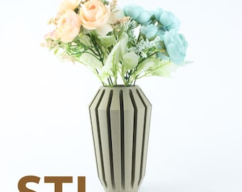 The Dream Modern Ribbed Vase STL File: 3D Print Home Decor (Digital Download)