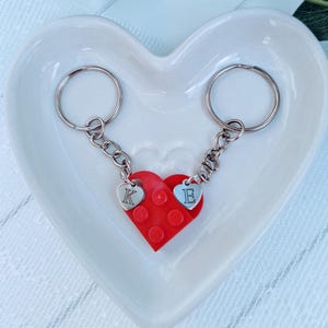Personalised Lego heart keyring | Initial Heart Keychain | Heart Keyring | Matching keychains | Gifts for him / her | Boyfriend Gift