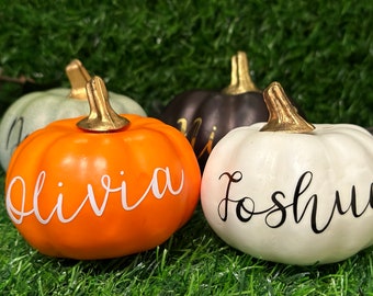 Personalized Foam Pumpkin, Autumn Halloween Decor, Gift Wrapped
