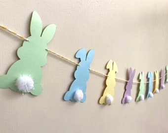 Handmade Easter Bunny Bunting | Pastel Cardstock Spring Decor