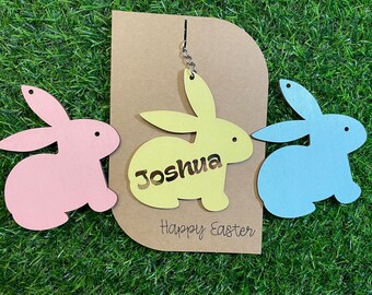 Personalized Wooden Easter Bunny Keyring | Spring Gift
