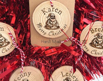 Personalised Wooden Christmas Bauble | Rustic Holiday Decor