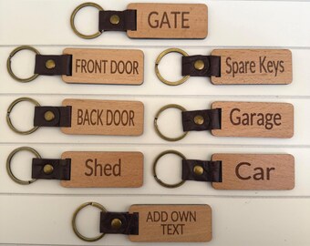 Personalised Wooden Keyring | Custom Text Key Tag for Home, Car, Garage | Everyday Keyring