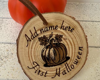 Personalized Halloween Wood Slice | First Halloween Decor