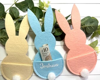Personalised Easter Bunny Money Holder | Pastel Easter Gift | Cutlery Holder | Spring Decor | Spring Gift | Favour |