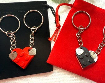 Personalised Heart Keychain Set | Initial Engraved Couples Gift | Boyfriend | Couple Keepsake | Matching Keyring | Anniversary |