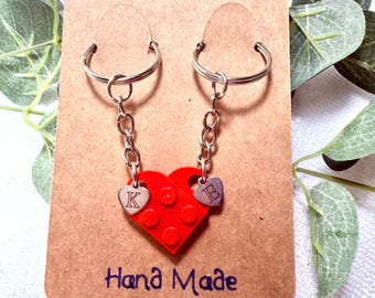 Personalised Lego Heart Keychain Set For Couples