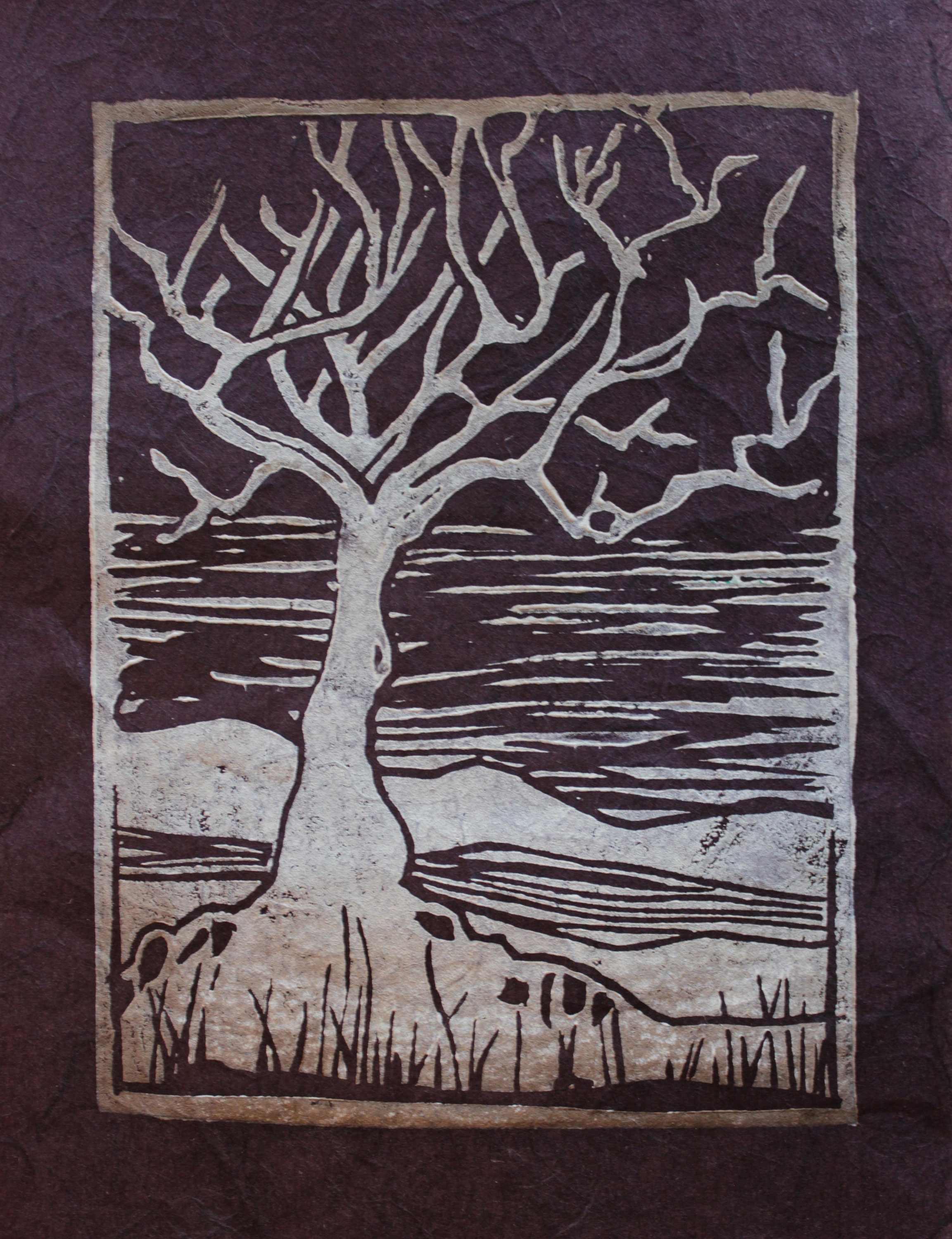 Tree Block Print Purple - Etsy