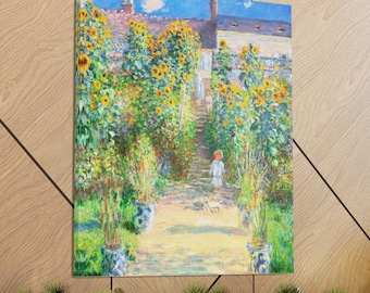 キャンバスプリントアート クロード・モネ ヴェトゥイユの画家の庭 額付 絵画 ヴェトゥイユのモネの庭 キャンバスプリント、フランス印象派の絵画