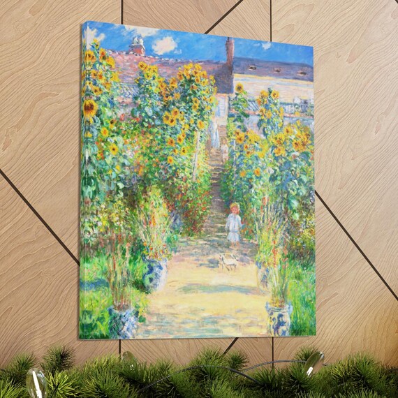 ヴェトゥイユのモネの庭 キャンバスプリント、フランス印象派の絵画