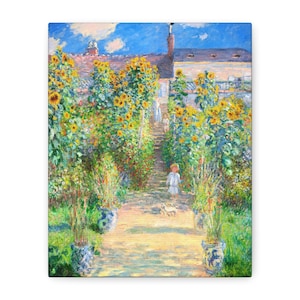 The Artist&#39;s Garden at Vetheuil 1880, Claude Monet, French Art Canvas, Vintage Fine Art, Rustic Home Decor, Office Wall Art, Gift for Her