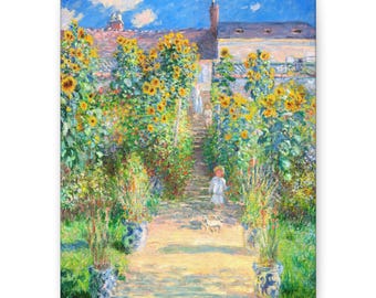 ヴェトゥイユのモネの庭 キャンバスプリント、フランス印象派の絵画