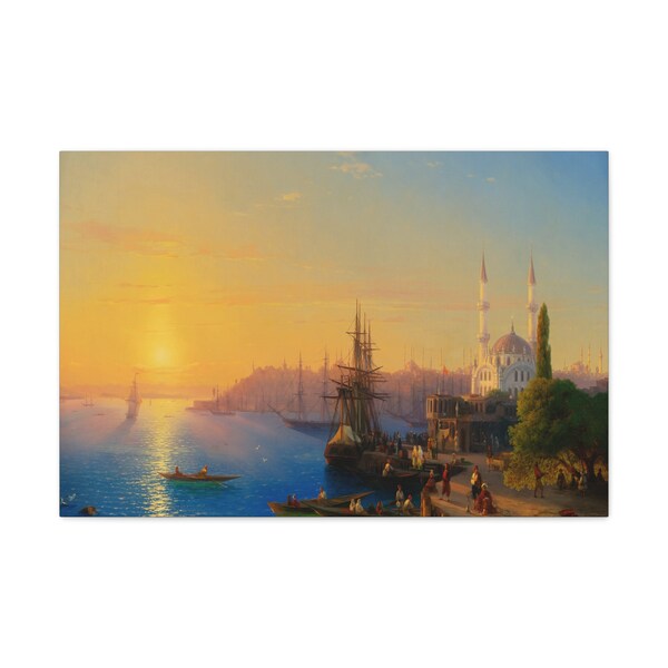 View of Constantinople, Ivan Aivanovzky 1856 Reproduction, Famous Art, Vintage, Office Wall Art, Rustic Home Decor, Fine Art, Gift for Dad