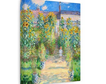 ヴェトゥイユのモネの庭 キャンバスプリント、フランス印象派の絵画