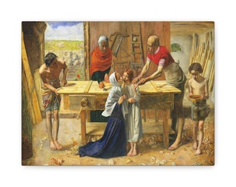 Chrystus w domu swoich rodziców, wydruk na płótnie, John Everett Millais, sztuka religijna